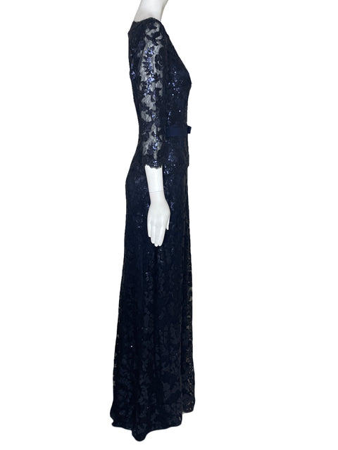 Vestido Tadashi Shoji Lentejuela Azul-Talla 2