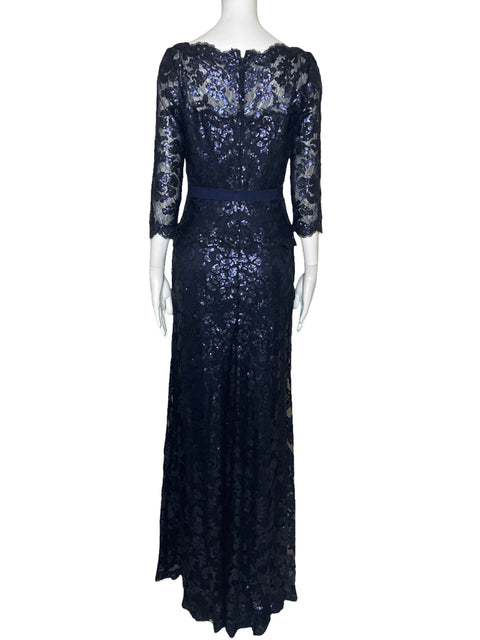 Vestido Tadashi Shoji Lentejuela Azul-Talla 2