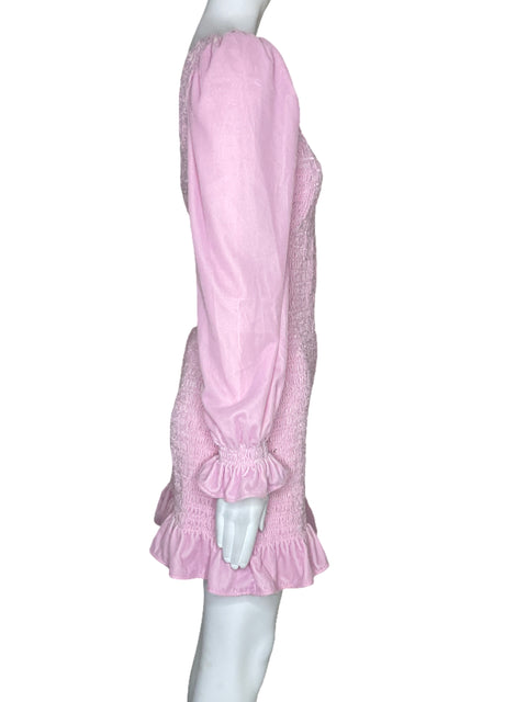 Vestido Love Shack Fancy Fruncido Rosado-Talla S