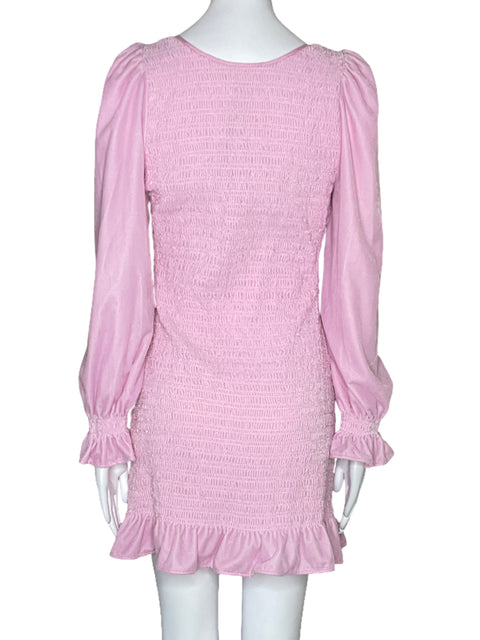 Vestido Love Shack Fancy Fruncido Rosado-Talla S