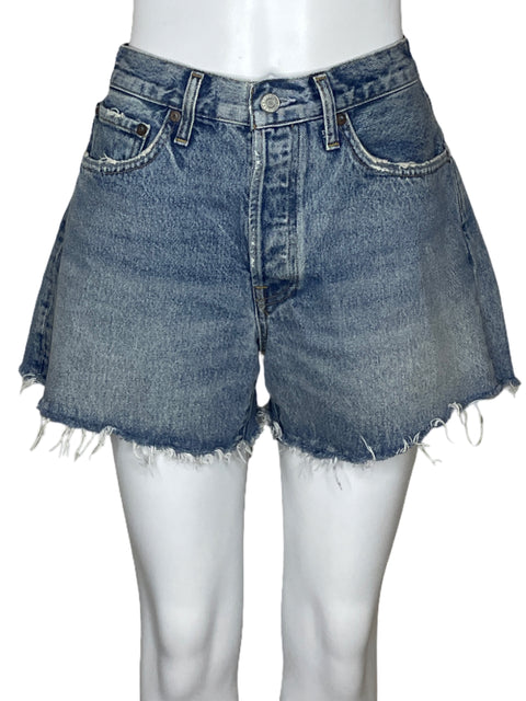 Short Agolde Desflecado Tiro Alto Azul-Talla 27