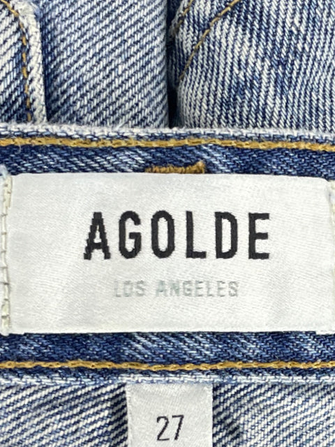 Short Agolde Desflecado Tiro Alto Azul-Talla 27