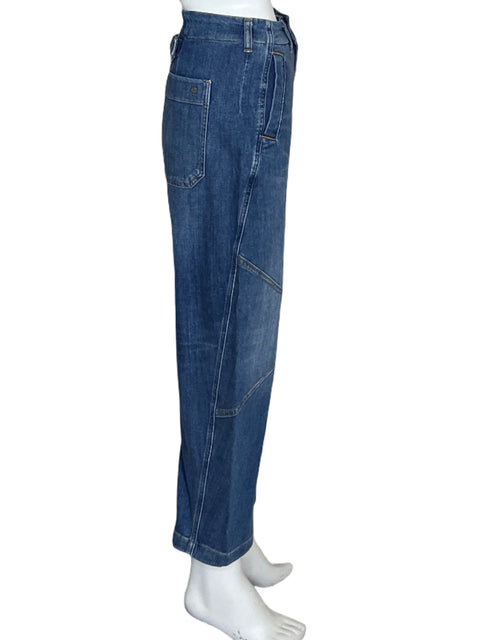 Pantalón Pilcro Botones Jeans Azul-Talla 23