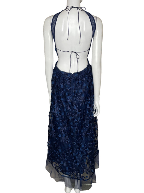 Vestido Aidan Mattox Asimétrico Azul-Talla 10