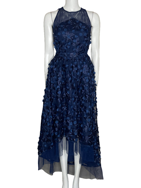 Vestido Aidan Mattox Asimétrico Azul-Talla 10