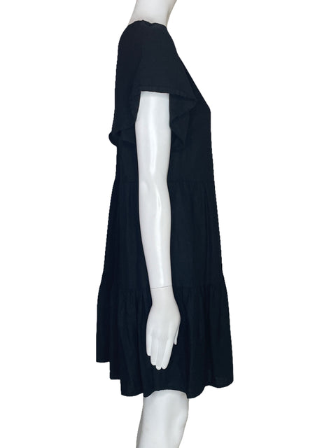 Vestido Universal Thread Vuelo Cuello V Negro-Talla XS