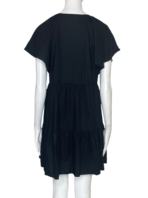 Vestido Universal Thread Vuelo Cuello V Negro-Talla XS