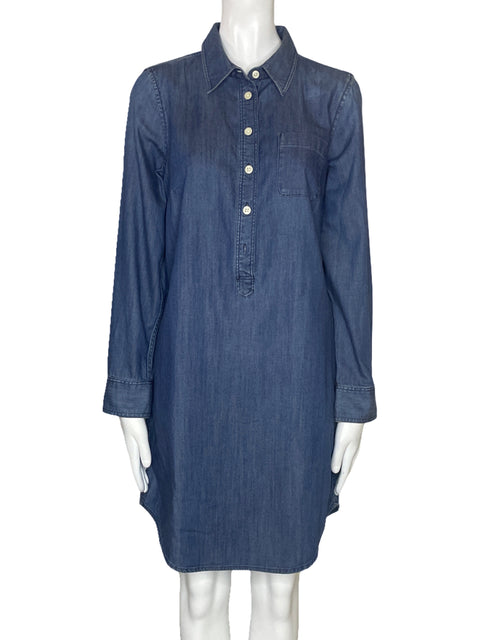 Vestido J.Crew Mangas Botones Azul-Talla S