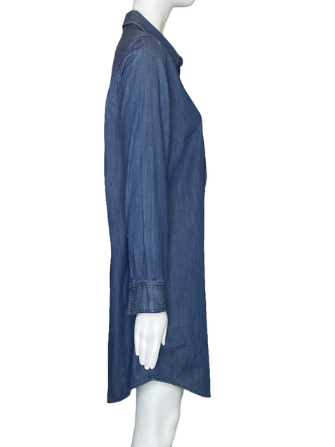 Vestido J.Crew Mangas Botones Azul-Talla S