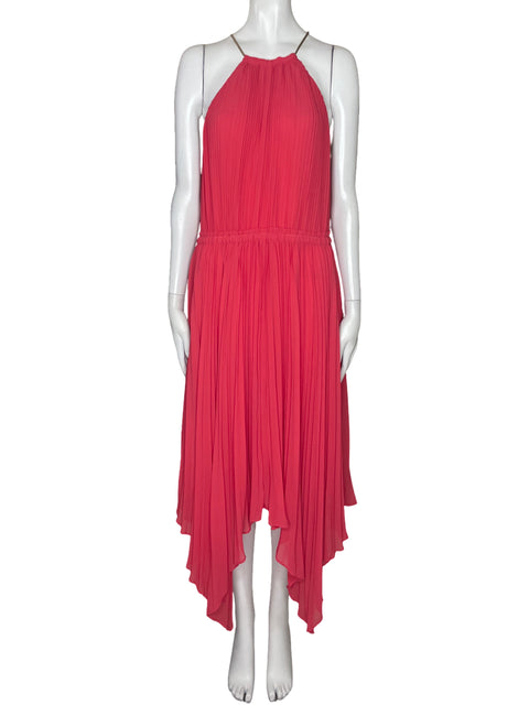 Vestido Michael Kors Plizado Halter Rosado-Talla L