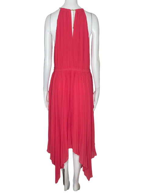 Vestido Michael Kors Plizado Halter Rosado-Talla L