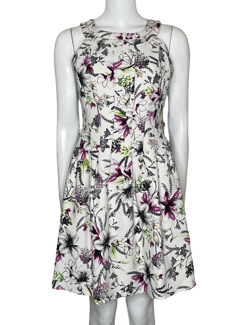 Vestido White House Black Market Floral Blanco-Talla 2