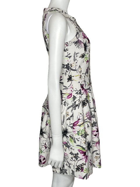 Vestido White House Black Market Floral Blanco-Talla 2