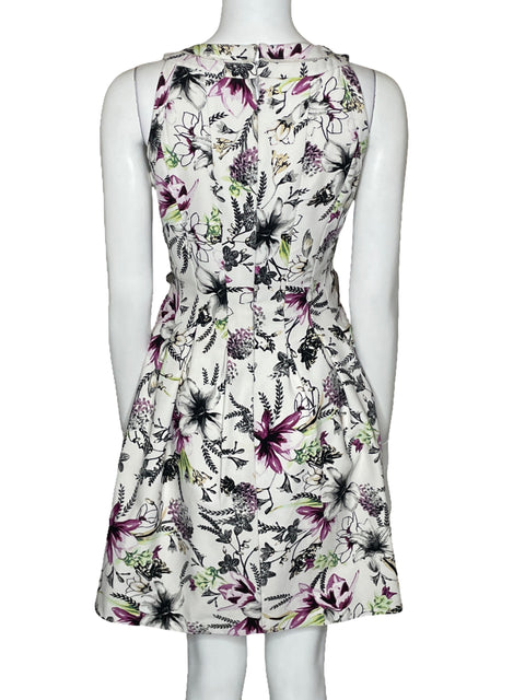 Vestido White House Black Market Floral Blanco-Talla 2