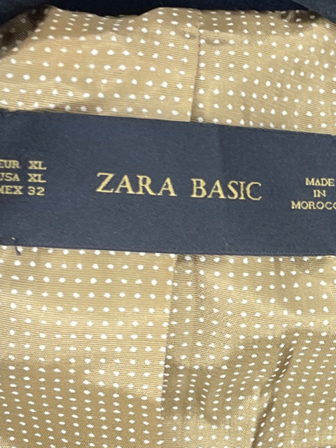 Blazer Zara Boton Velvet Azul-Talla XL