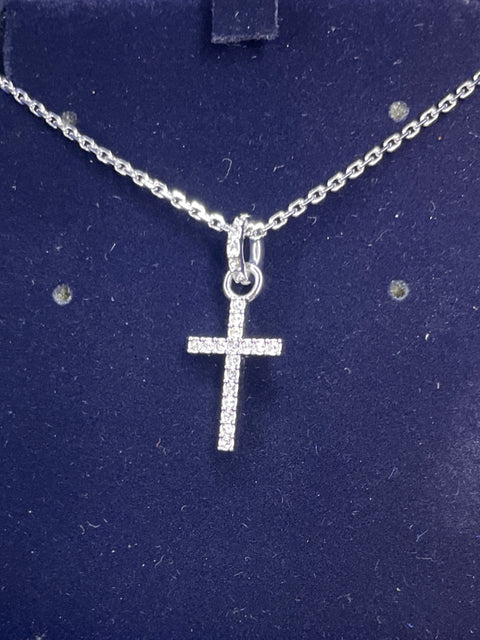 Collar Swarovski Cruz Pedreria Plateado-Talla U