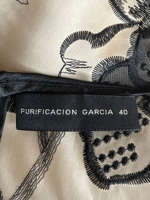 Vestido Purificación García Midi Encaje Beige-Talla 40