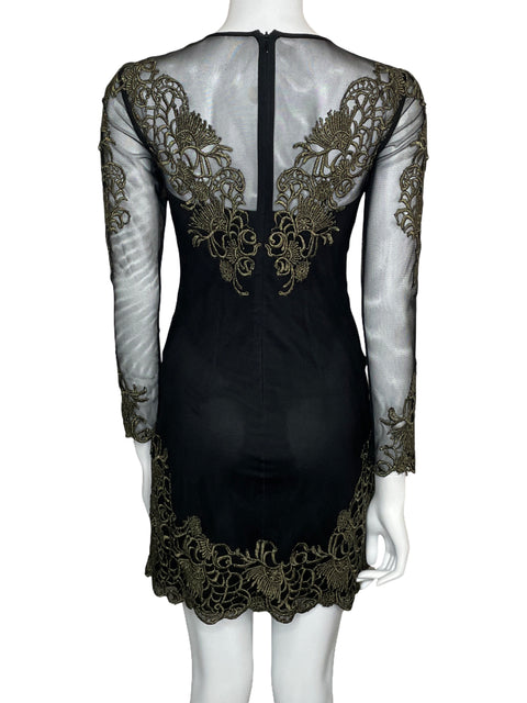 Vestido Karen Millen Mesh Mini Negro-Talla 4