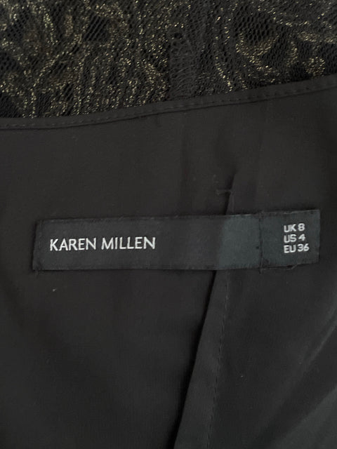 Vestido Karen Millen Mesh Mini Negro-Talla 4