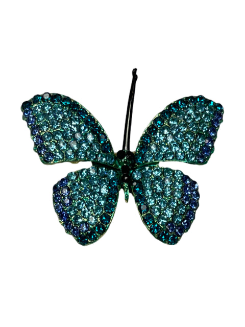 Broche Fashion Mariposa Pedreria Azul-Talla U