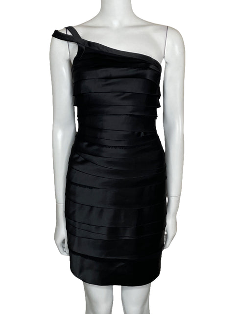 Vestido BCBG Vuelos One Shoulder Negro-Talla 0