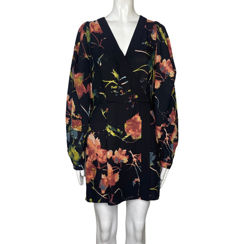 Romper BCBG Mangas Flores Negro-Talla 4
