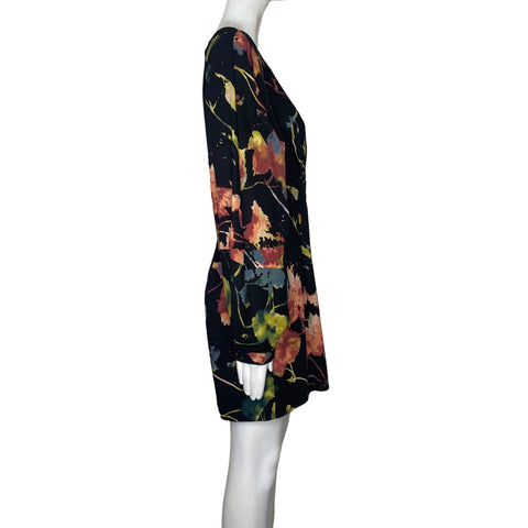 Romper BCBG Mangas Flores Negro-Talla 4