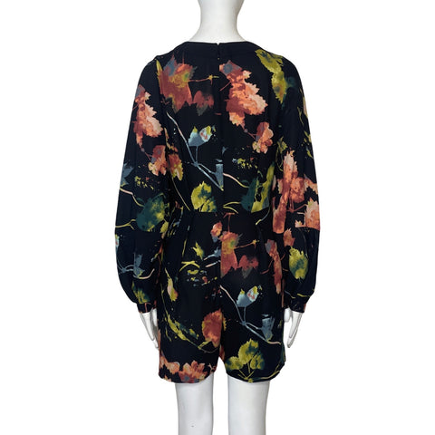 Romper BCBG Mangas Flores Negro-Talla 4