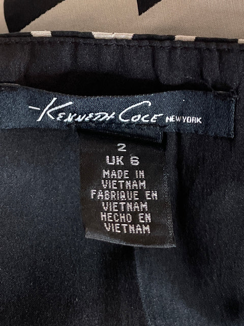 Falda Kennet Cole Mini Estampada Negro-Talla 2