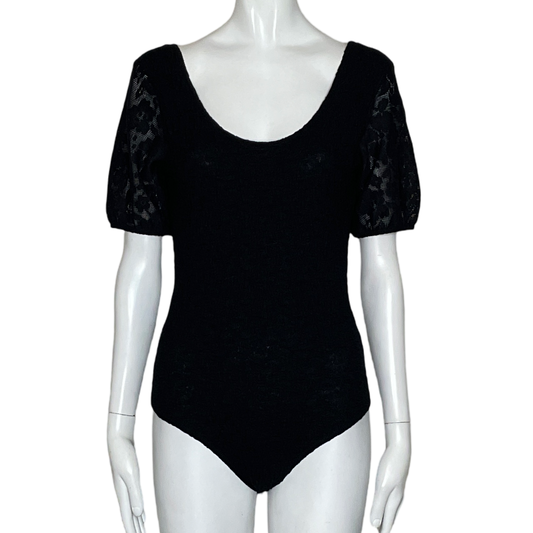 Body Desigual Mangas Encaje Negro-Talla M