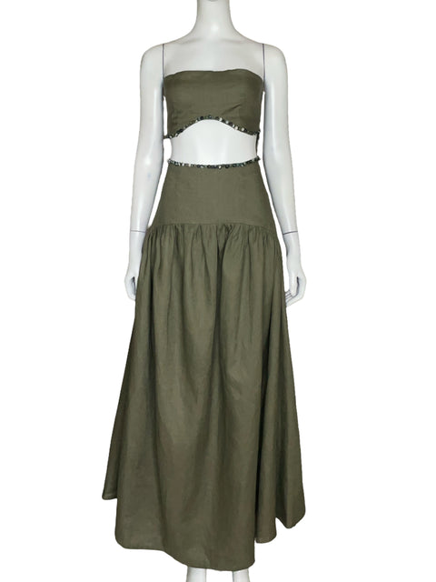 Vestido Lune et Rose Cutout Pedreria Verde-Talla S