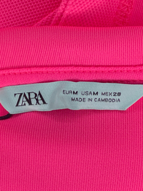 Abrigo Zara Bolsillo Cremallera Rosado-Talla M