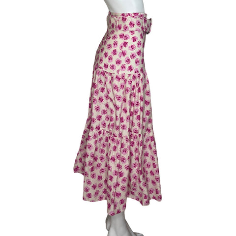 Falda Zara Floral Correa Beige-Talla S