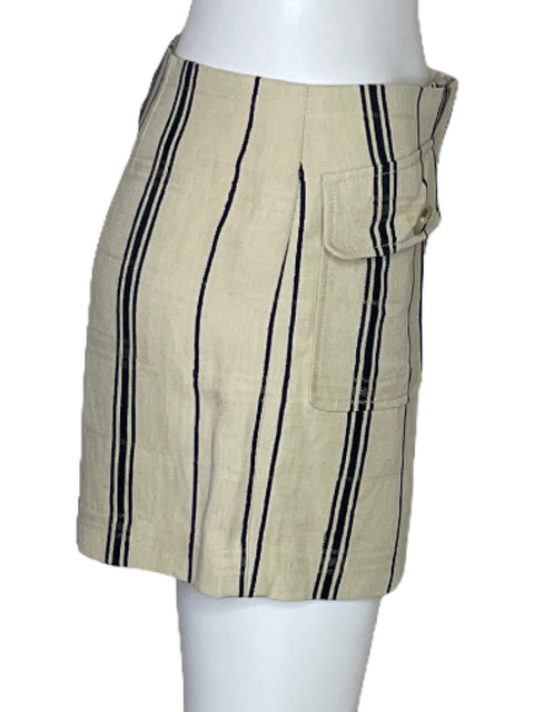 Short Tory Burch Rayas Bolsillos Beige-Talla 2