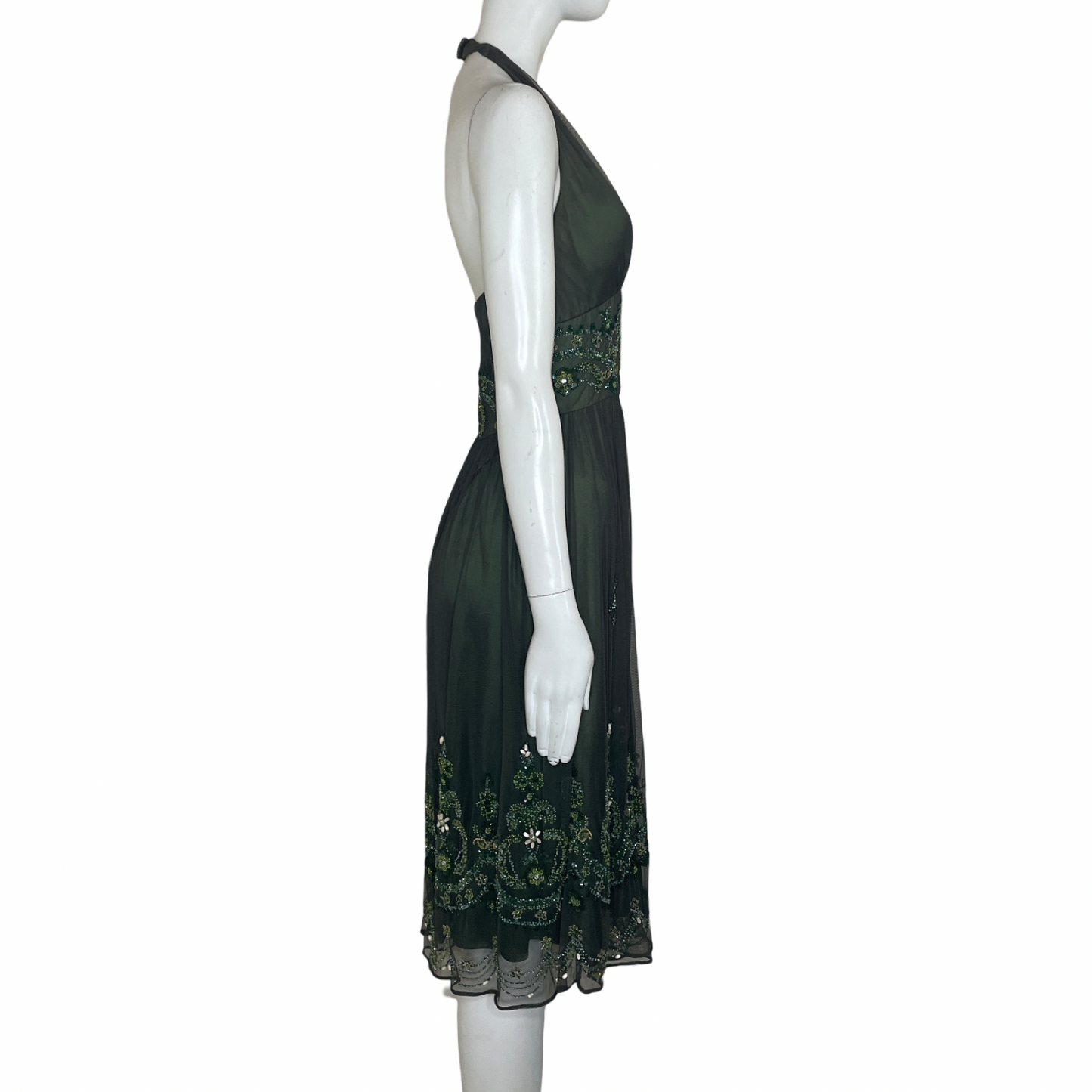 Vestido SCALA Mini Tul Piedras Verde - Talla M