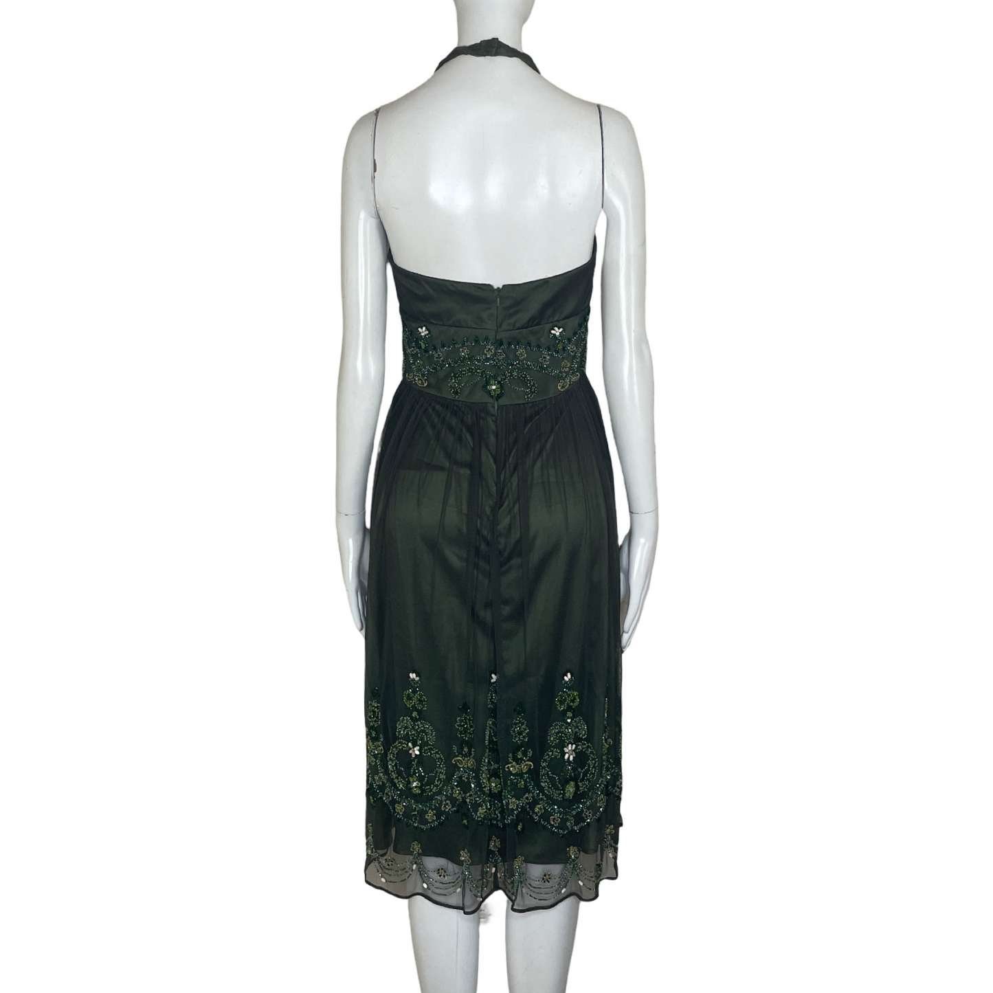 Vestido SCALA Mini Tul Piedras Verde - Talla M