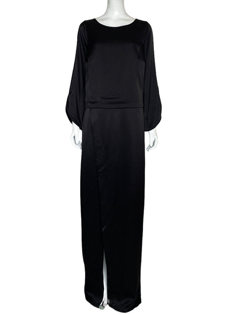 Vestidos Halston Heritage Satinado Negro-Talla 8