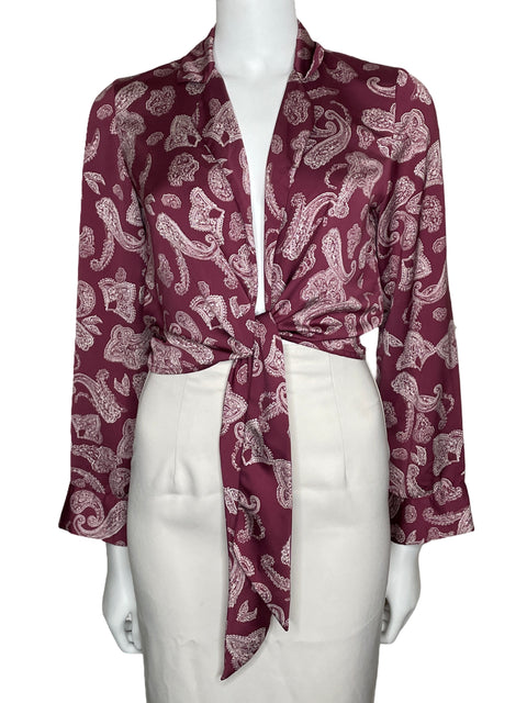 Blusa Honey Punch Print Manga Larga Morado-Talla S