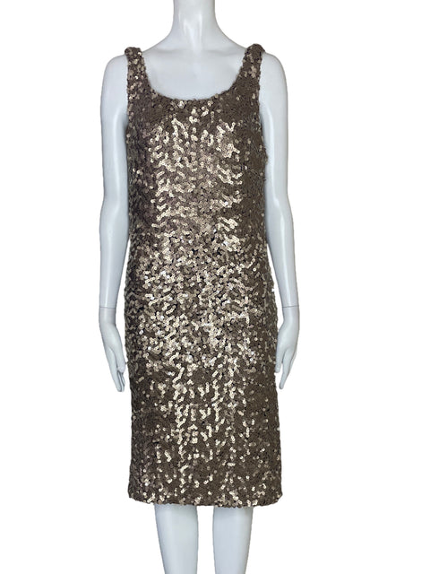 Vestido Laundry By Shelli Segal Lentejuelas Marron-Talla 8