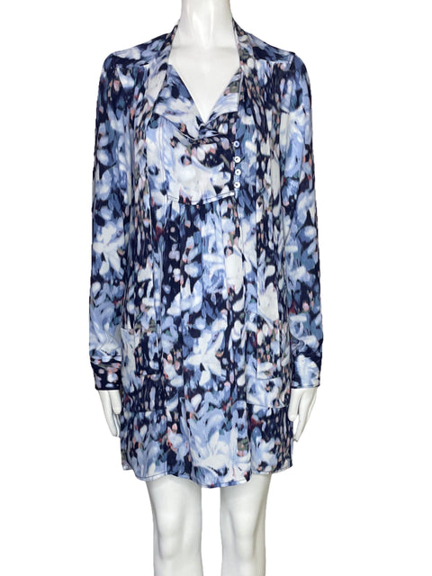 Vestido BCBG Bolsillo Mangas Azul-Talla XS