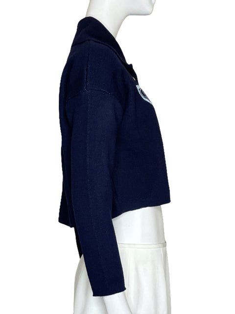 Cardigan A Lot Studio Crop Azul-Talla XS