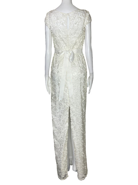 Vestido Adrianna Papell Encaje Cinta Blanco-Talla 2