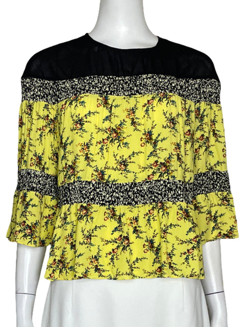 Blusa Sandro Encaje Floral Amarillo-Talla 1