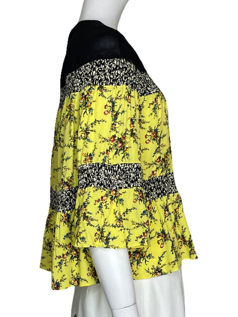 Blusa Sandro Encaje Floral Amarillo-Talla 1