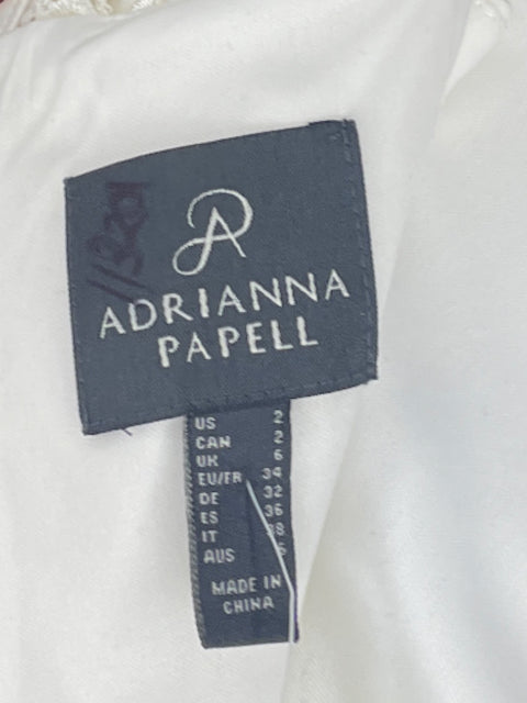 Vestido Adrianna Papell Encaje Cinta Blanco-Talla 2