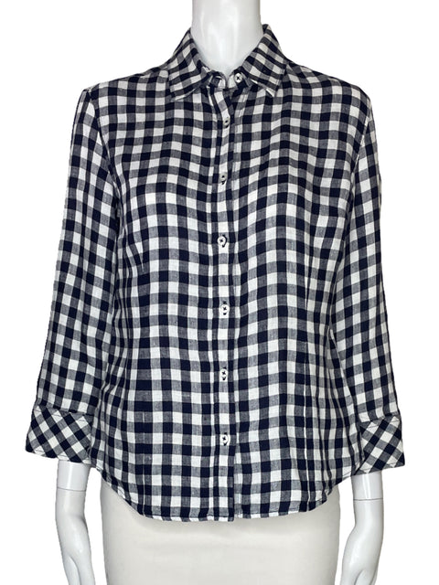 Camisa Carolina Herrera Cuadros Sin Bolsillo Negro-Talla 8