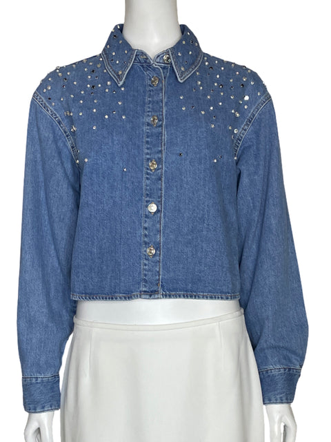 Camisa Zara Tachas Azul - Talla M