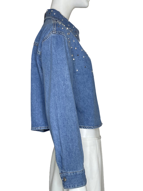 Camisa Zara Tachas Azul - Talla M