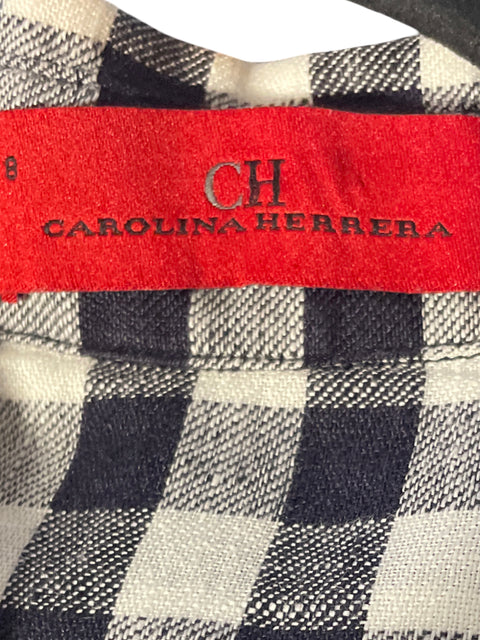 Camisa Carolina Herrera Cuadros Sin Bolsillo Negro-Talla 8
