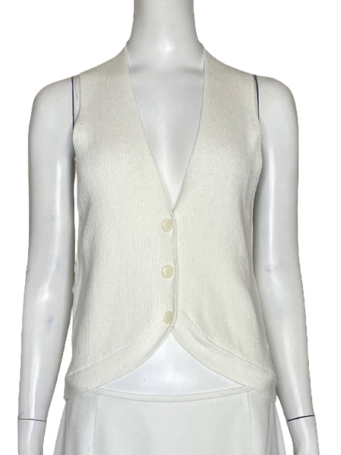 Chaleco Massimo Dutti Tejido Sin Mangas Blanco - Talla S